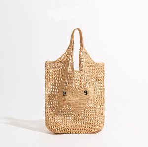 Bolso de mano Bolso de diseño Bolso de paja Bolso de playa Malla de moda tejido hueco para bolso de paja de verano Bolso tejido de verano albaricoque negro Bolso de vacaciones Tienda de gran capacidad 5099