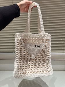 Tote Bag Designer tas Strozak strandtas Mode Mesh Hol Geweven voor de zomer Strozak Zwarte abrikoos geweven zomertas Vakantietas Boodschappentas met grote capaciteit