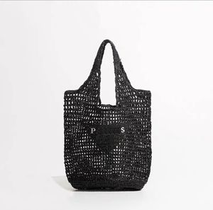 Tote Bag Designer Bag Strawtas Beach Prades Bag Fashion Mesh Hollow geweven voor Summer Straw Designer Bag Zwart Abrikoos Zomer geweven tas 4096