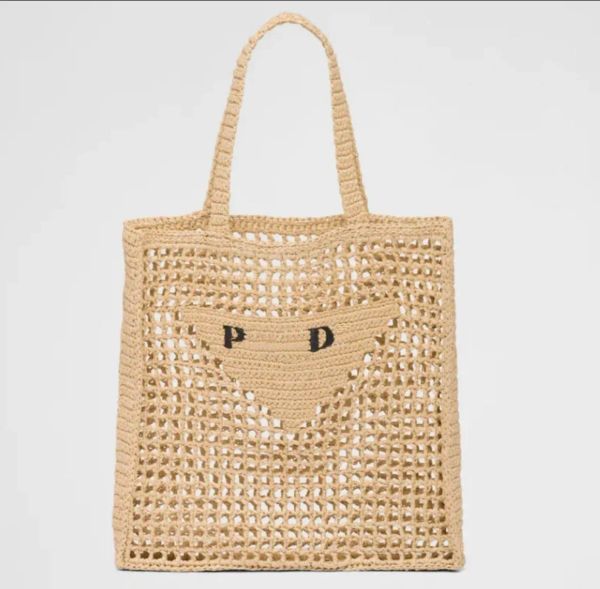 Sac fourre-tout sacs de créateurs de paille sac de plage mode maille creux tissé pour sac d'été paille noire abricot d'été des femmes de vacances sacs de vacances à grande capacité