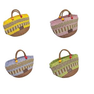 Bolso de mano Bolso de playa de diseñador Bolso de vacaciones tejido colorido de verano Bolso de compras Bolso de mamá Bolso Tagi Bolsos Totes de paja