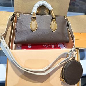 Sac fourre-tout Sac à bandoulière design Sac à main en toile avec portefeuille à fermeture éclair Sangle détachable en cuir de vachette véritable Pochette en cuir de haute qualité Sac à bandoulière Couleurs d'épissure