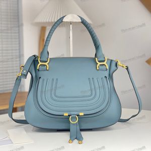 Marcie dubbele draagtas zadel steken korrel lederen tote luxe ontwerper vrouw grote capaciteit schoudertassen 3Size schuine mode crossbody handtassen portemonnee