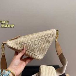 Tote Bag High Definition Spring/Summer Lafite Grass Camera Woven Letter Borduurwerk 2-in-1 onderarm Hobo Triangle Small Square