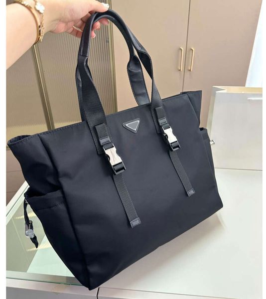 Bolso de mano grande para mujer, bandolera negra de nailon de calidad, informal, de viaje, para ordenador