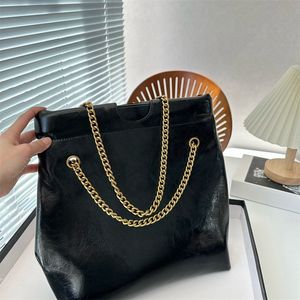 Tote Bag Letter Logo ketting schouderband koe lederen trend joker boodschappentas draagbare schoudertassen dames klassiek zwart.