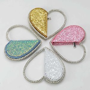 Draagtas nieuwe pailletten met diamant rond hartvormige handdiner voor dames ins rhinestone tassen 230304