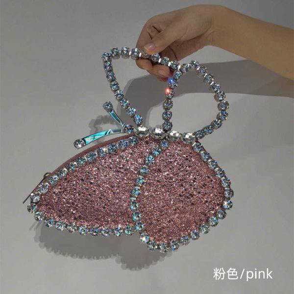 Sac fourre-tout strass sacs Net rouge même diamant papillon sac à main dîner sac à main petite nouvelle femme 230304