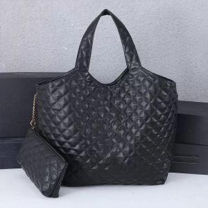 Bolsos de compras grandes de cuero genuino de marca, bolsos y bolsos de hombro a cuadros, 2341