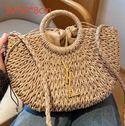 Bolso bolso de verano diseñador de bolsas de playa gran capacidad moda paja paja cesta tejida tejida tejida tejida bolso bolso de vacaciones para mujeres