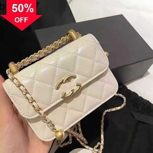 Sac fourre-tout le magasin 80% vente en gros et au détail nouvelle mode Double chaîne Golden Globe gros homme sac de taille en cuir rhombique bandoulière téléphone petit