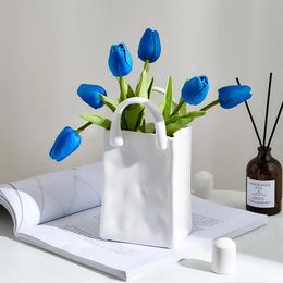 Sac fourre-tout Vase Style moderne décoration de salon maison mode Vases à fleurs en céramique artisanat décoratif accessoires de bureau esthétique 240119