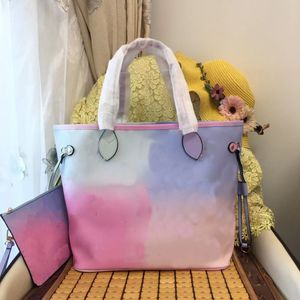 Tote Bag Women Handbags Gradient Rainbow Color Tone Womens Shopping Bags Ladies Girls Purses Totes Designer Luxury Leather Handbag