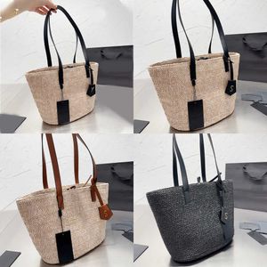 Tote Bages The Tote Bag Women Straw Crochet Handtas Dames Fashion Classic Large Capaciteit Lady Solid Color Handtassen 230218