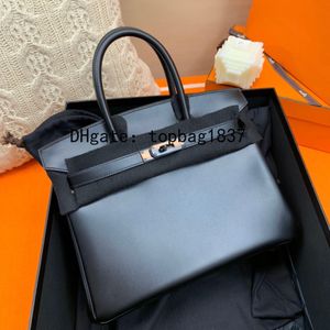 draagtassen 30cm luxe Designer handtassen 10A spiegelkwaliteit volledig handgemaakt Premium Wax Line dus zwart origineel DOOS Leer Klassiek Grote Capaciteit rood met oranje doos