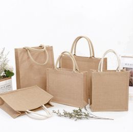Tote Bags Burlap Jute herbruikbare geschenktas met handgrepen voor bruidsmeisje bruiloft vrouwen Markt Grocery shopping handtas