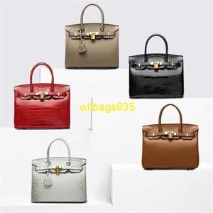 Sacs fourre-tout en cuir véritable Bk Habdbags 2024 nouvelle mode sac platine femmes motif Litchi motif crocodile sacs à main en gros une pièce Del ont logo HBV246