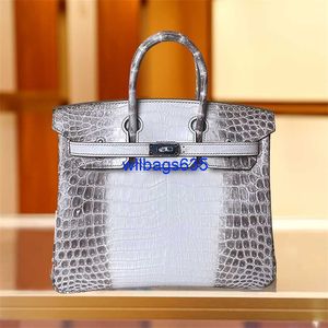 Bolsos de mano Bolso de cocodrilo del Himalaya Piel de cocodrilo genuina Bolso personalizado para mujer Bolso cosido a mano francés Bolso de platino portátil del Himalaya Nile Croc tiene logotipo HBYPD4