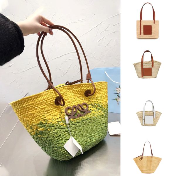 Clásico anagrama de lujo Bolso de mensajero de paja para hombres a5 tote Fold Shopper tejido bolso amarillo Mujer embrague Bolso de hombro cubo grande de diseñador Bolsos de playa de viaje Crossbody