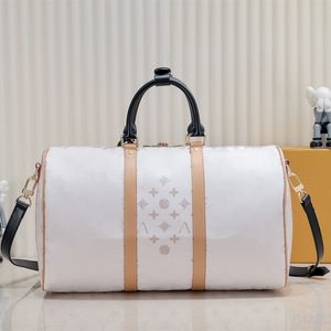 Tote luxe merk witte reistas met hoge capaciteit ontwerpers tassen handtas pu lederen mannen grote capaciteit bagage duffel 45 cm hoge kwaliteit 46863