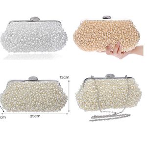 Tote Messenger Beaded Women Vintage Evening Bags Imitación Pearl Shell Hombro S diamantes Clutch para boda 230509