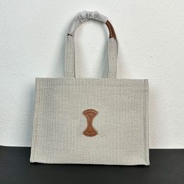 Tote boodschappentas dames handtassen portemonnee gestreepte stof koehide letter katoen canvas interne ritszak met grote capaciteit zakken mode schoudertassen twee maat