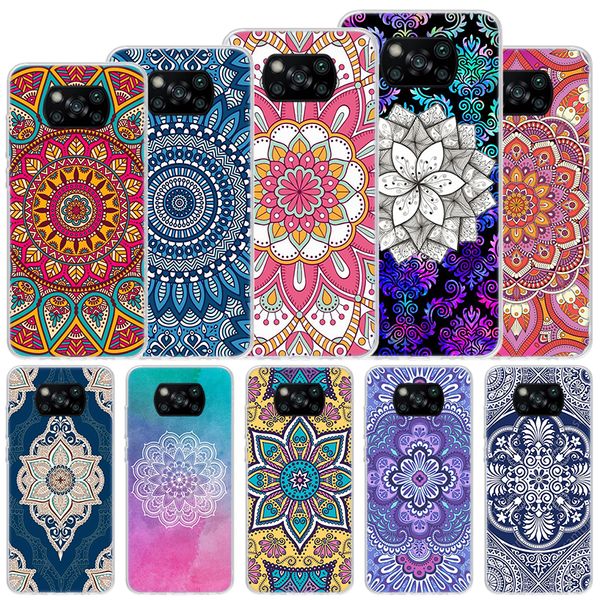 Totem Mandala Colorida Flower Soft Case para Xiaomi Poco X3 NFC X4 GT X5 PRO M5S M4 M3 M2 Tapa del teléfono F3 F2 F1 MI Nota 10 Lite