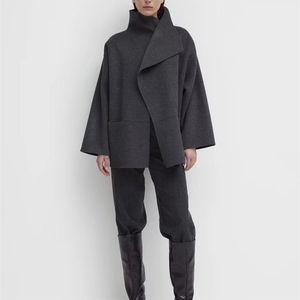 Totem * Wol Jas Korte Cardigan Cassic Annecy Serie Silhouet Side Slit Lapel Shortcoat voor Vrouwen Big Size Aankomst Lente 211110
