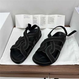 Sandales de créateurs totematiques semelle épaisse sangle * CROSS CUIGNER Chunky avec de véritables chaussures de plage tissées en cuir fabriquées en Italie Rome