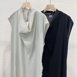 Robe mi-longue sans manches à col toteme pour femme, coupe nouée sur le devant