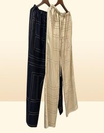 Pantalon Toteme Printemps Automne Summer 100 Silk Logo broderie décontractée DrawString Nighty Lignet Oversize Casual Style7170148