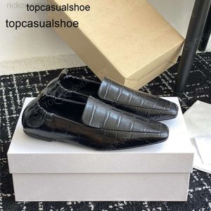 Toteme schoenen Ballet Designer Luxe Loafers Zwart Leather Damesjurk Schoenen Alligator Flats Fashion Pleated Elastic Office Professional Casual Shoes