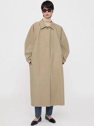 TOTEME Trench Coats Original femmes Silhouette arrondie déconstruit minimaliste mi-long coton manches chauve-souris bureau dame 230421
