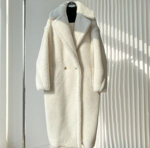 M * Axe M Coat Silhouette en peluche en peluche Alpaca Fleep Careted Coat pour la longueur moyenne des femmes