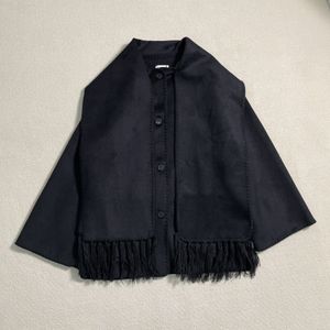 Veste toteme en laine mélangée avec col foulard frangé et large veste polaire en laine