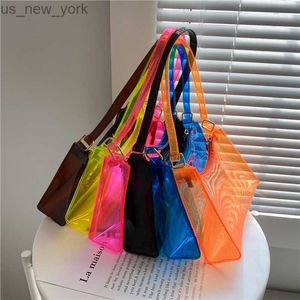 Toes 2021 Zomer transparante PVC Jelly Bag Fashion damesschoudertas Design Clear onderarm shopper tas vrouwelijke portemonnees handtassen HKD230822