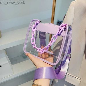 Totes 2023 Été Femmes Clear Transparent Sac à bandoulière Femme Jelly Sacs à main et sacs à main Chaîne acrylique Sac à bandoulière carré Bolsos HKD230823