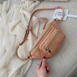 Totes 2024 Fanny de moda para mujer bolso de hombro con estampado a cuadros de cuero PU cintura paquetes de pecho cinturón de mujer Pochete Feminina #50