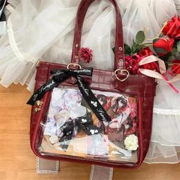 TOTES 2024 KAWAII JK LOLITA ITABAG COULEUR COLLE PU COIGHIER COEUR Japonais sac à main de grande capacité