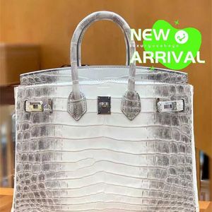 Sacs de bacs 10a crocodile fait à la main le cuir authentique himalayen blanc skin platine sac pour femmes sac à main 25 sac à main wn-w4gh