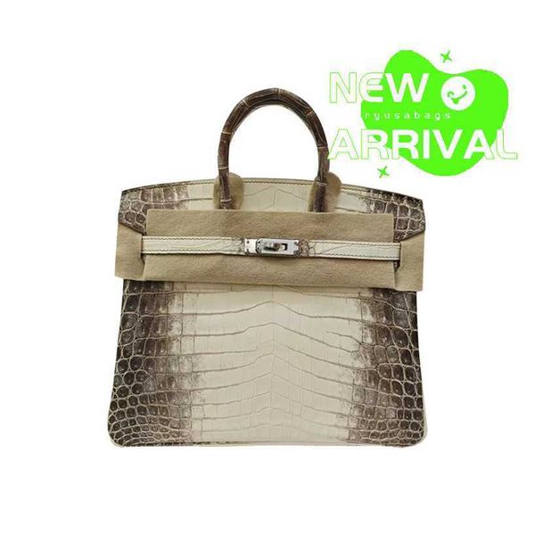 Sacs de bacs 10a crocodile fait à la main à la main en cuir authentique platine 25 himalaya peau argenté bouton de poche sac pour femmes wn-1jhv