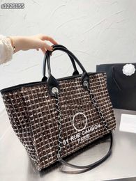 ToEs Bag Girl 2023 Nieuwe zwarte draagtas Een schouderontwerper Tas Tweed Totes luxe merk dames mode vrouwelijke tassen ketting handtassen w230106