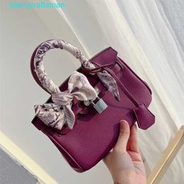 Totes BK Sac à main en cuir véritable 2024 Tendance et à la mode 20 pouces Écharpe Boucle de verrouillage Épaule unique Bandoulière Portable Cuir de vachette souple Face Ane de mer avec logo hbMP