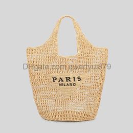 Bakken Merk Brief Stro Handtas voor Vrouwen Holle Grote Tote Zomer Strand Emmer Tas Dames Mode Schoudertas Shopper onderarm Tas 0317/23