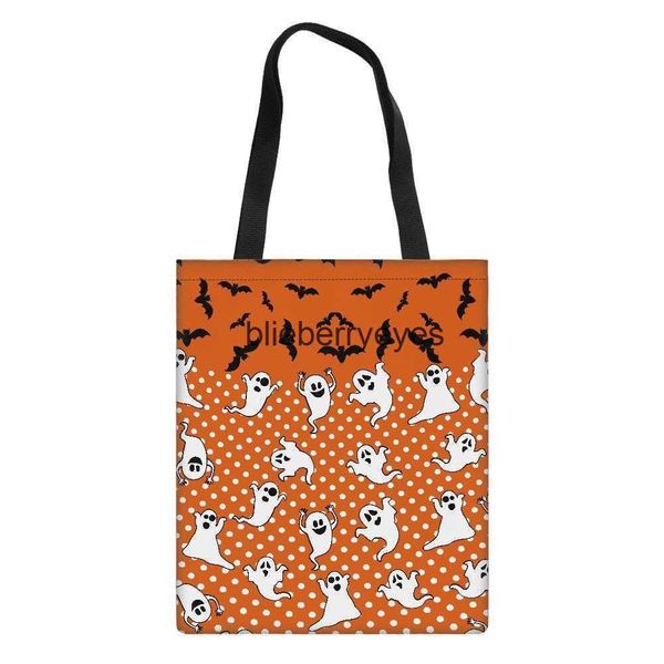 Sac en toile fourre-tout nouveau thème Halloween château chauve-souris sac à bandoulière sac en tissu à main 02blieberryeyes