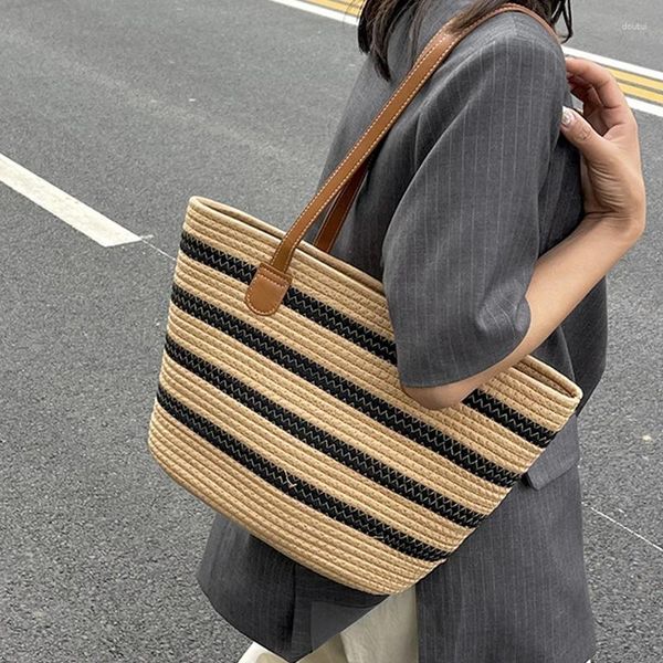 Totes Casual Estilo bohemio Bolsa de playa 2024 Bolso de mujer de diseño de lujo de paja de verano