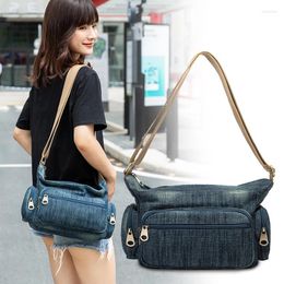 Totes Casual Denim Mujer Bolso de hombro Momia Crossbody Calidad Lona Señoras Messenger Bolsas de viaje Bolsos Azul Bolsa Feminina