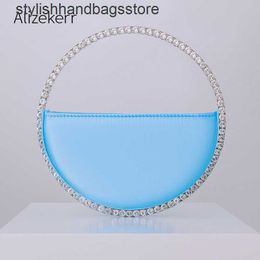 Fourre-tout circulaire scintillant cristal Satin sacs de soirée femmes poignée métallique strass pochette sacs à main et sacs à main fête de mariage luxe