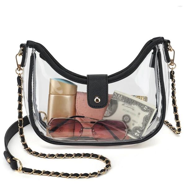 Totes Clear Satchel Bag pour femmes Stadium approuvé petit crossbody avec des concerts de fermeture éclair sportifs