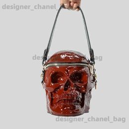 Totes creativo gótico cráneo en forma de mujeres bolsos de hombro tridimensional diseño bolsa punk oscuro crossbody bolso divertido señora bolsos 2024 T240220